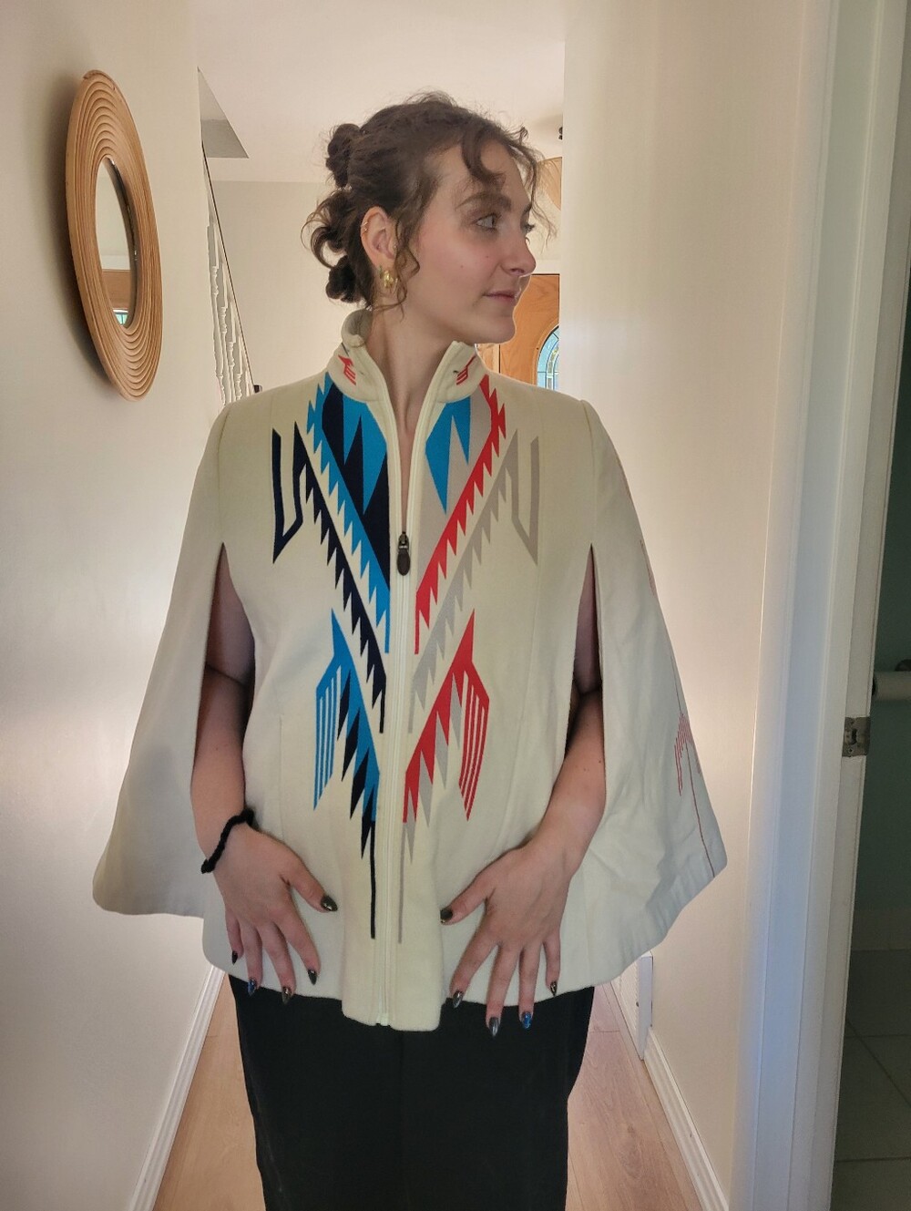 Ariat Chimayo Collection Cream Zip-Front Cape Jacket Size Small